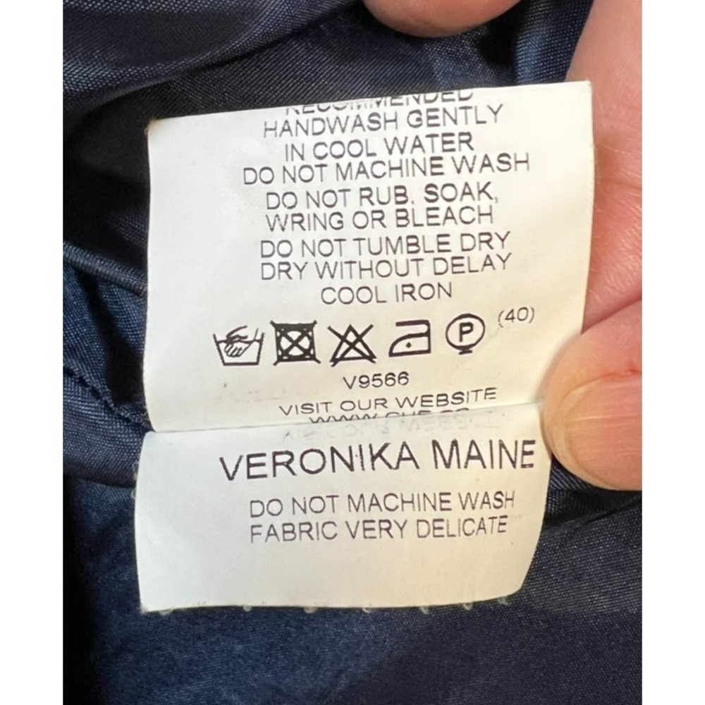 VERONIKA MAINE Fit & Flare Dress Gray Watercolor Pintucks Sleeveless Lined SZ 14 - Picture 13 of 17